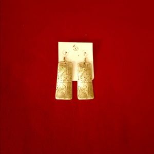 REDUCED!-Rectangular Embossed Pewter Earrings